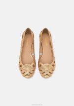 Z62T2131 Women Anna Field Leather Peeptoe Ballet Pumps Gold - Image 8