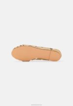 Z62T2131 Women Anna Field Leather Peeptoe Ballet Pumps Gold - Image 9
