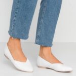 Z62T2135 Women Anna Field Leather Ballerinas Ballet Pumps White
