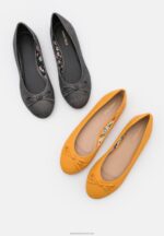 Z62T2138 Women Anna Field 2 Pack Ballet Pumps Black/Yellow - Image 6