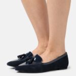 Z62T2139 Women Anna Field Leather Ballet Pumps Dark Blue