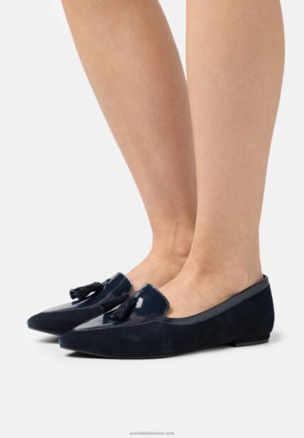 Z62T2139 Women Anna Field Leather Ballet Pumps Dark Blue