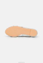 Z62T2142 Women Anna Field Leather Peeptoe Ballet Pumps Silver - Image 5