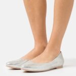 Z62T2143 Women Anna Field Leather Ballet Pumps Silver