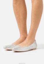 Z62T2143 Women Anna Field Leather Ballet Pumps Silver