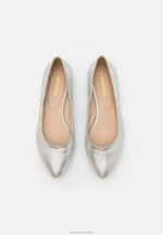 Z62T2143 Women Anna Field Leather Ballet Pumps Silver - Image 6