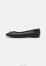 Z62T2145 Women Anna Field Leather Ballet Pumps Black - Image 2