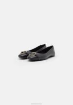 Z62T2145 Women Anna Field Leather Ballet Pumps Black - Image 3