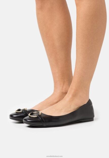 Z62T2145 Women Anna Field Leather Ballet Pumps Black