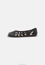 Z62T2148 Women Anna Field Leather Peeptoe Ballet Pumps Black - Image 2