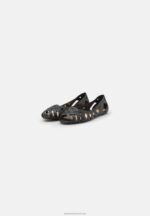 Z62T2148 Women Anna Field Leather Peeptoe Ballet Pumps Black - Image 3
