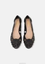 Z62T2148 Women Anna Field Leather Peeptoe Ballet Pumps Black - Image 6