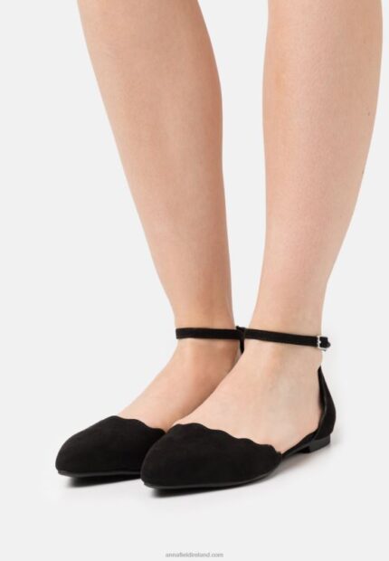 Z62T2155 Women Anna Field Ankle Strap Ballet Pumps Black
