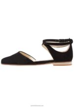 Z62T2156 Women Anna Field Leather Ankle Strap Ballet Pumps Black - Image 2