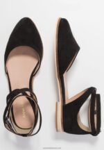 Z62T2156 Women Anna Field Leather Ankle Strap Ballet Pumps Black - Image 4