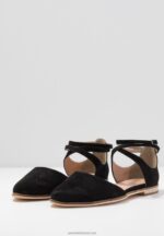 Z62T2156 Women Anna Field Leather Ankle Strap Ballet Pumps Black - Image 5
