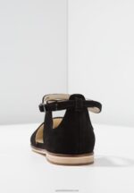 Z62T2156 Women Anna Field Leather Ankle Strap Ballet Pumps Black - Image 6