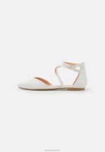 Z62T2158 Women Anna Field Ankle Strap Ballet Pumps White - Image 2