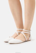 Z62T2158 Women Anna Field Ankle Strap Ballet Pumps White