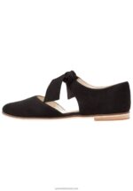 Z62T2159 Women Anna Field Leather Ankle Strap Ballet Pumps Black - Image 2