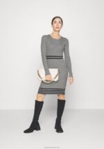 Z62T215 Women Anna Field Jumper Dress Mottled Light Grey/Black - Image 2