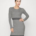 Z62T215 Women Anna Field Jumper Dress Mottled Light Grey/Black