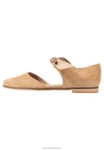 Z62T2162 Women Anna Field Leather Ankle Strap Ballet Pumps Beige - Image 2