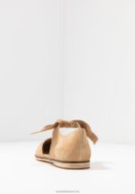 Z62T2162 Women Anna Field Leather Ankle Strap Ballet Pumps Beige - Image 6