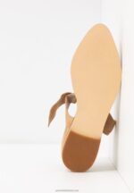 Z62T2162 Women Anna Field Leather Ankle Strap Ballet Pumps Beige - Image 7