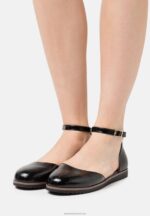 Z62T2163 Women Anna Field Comfort Ankle Strap Ballet Pumps Black