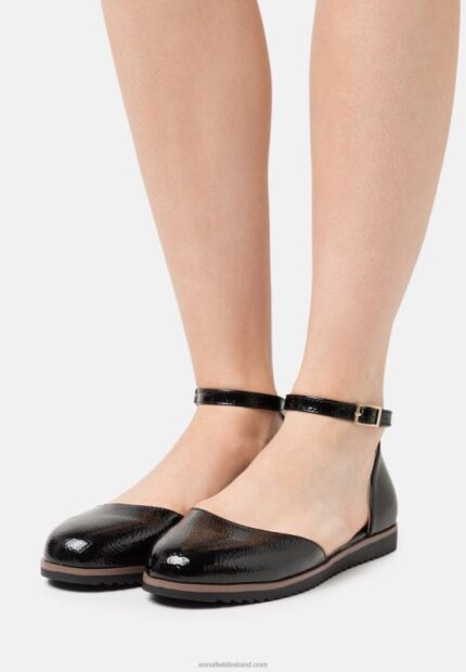 Z62T2163 Women Anna Field Comfort Ankle Strap Ballet Pumps Black