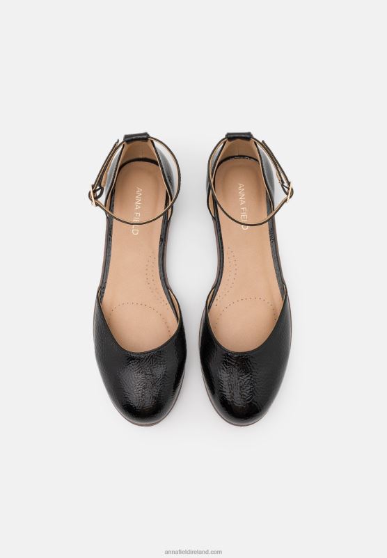 Z62T2163 Women Anna Field Comfort Ankle Strap Ballet Pumps Black - Image 6