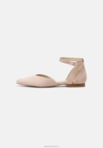 Z62T2164 Women Anna Field Leather Ankle Strap Ballet Pumps Beige - Image 2