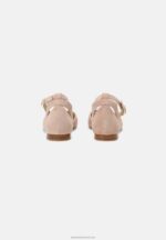 Z62T2164 Women Anna Field Leather Ankle Strap Ballet Pumps Beige - Image 4