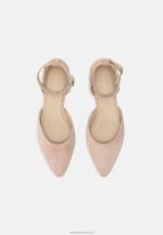 Z62T2164 Women Anna Field Leather Ankle Strap Ballet Pumps Beige - Image 5