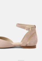 Z62T2164 Women Anna Field Leather Ankle Strap Ballet Pumps Beige - Image 8