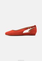 Z62T2165 Women Anna Field Leather Ankle Strap Ballet Pumps Red - Image 2