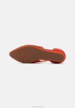 Z62T2165 Women Anna Field Leather Ankle Strap Ballet Pumps Red - Image 5