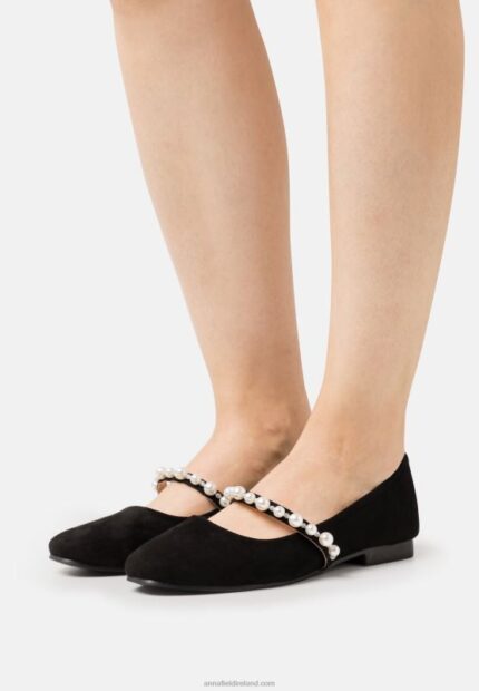 Z62T2166 Women Anna Field Ankle Strap Ballet Pumps Black