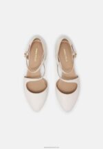 Z62T2167 Women Anna Field Leather Ankle Strap Ballet Pumps White - Image 5