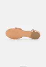Z62T2168 Women Anna Field Leather Ankle Strap Ballet Pumps Beige - Image 5