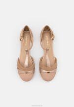 Z62T2168 Women Anna Field Leather Ankle Strap Ballet Pumps Beige - Image 6