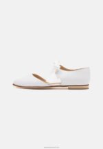 Z62T2169 Women Anna Field Leather Ankle Strap Ballet Pumps White - Image 2
