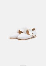 Z62T2169 Women Anna Field Leather Ankle Strap Ballet Pumps White - Image 3