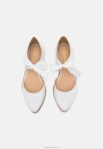Z62T2169 Women Anna Field Leather Ankle Strap Ballet Pumps White - Image 6