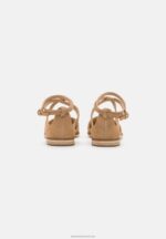 Z62T2170 Women Anna Field Leather Ankle Strap Ballet Pumps Beige - Image 4