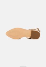 Z62T2170 Women Anna Field Leather Ankle Strap Ballet Pumps Beige - Image 5