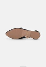 Z62T2171 Women Anna Field Leather Ankle Strap Ballet Pumps Black - Image 5