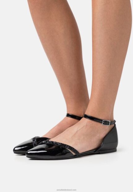 Z62T2173 Women Anna Field Ankle Strap Ballet Pumps Black