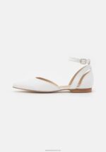 Z62T2174 Women Anna Field Leather Ankle Strap Ballet Pumps White - Image 2